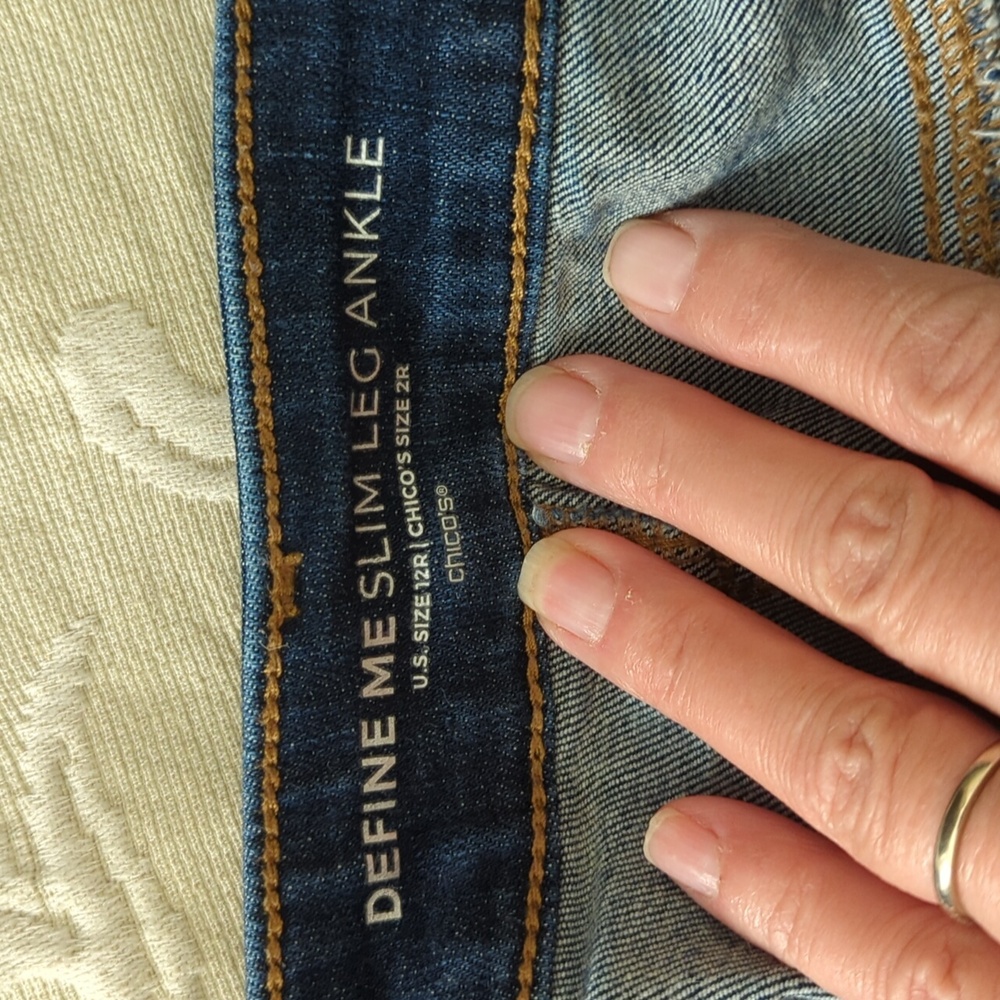 Chico's Blue Ankle Cropped Jeans with Streamlined Fit - Picture 3 of 4